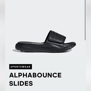 adidas Alphabounce Slide 2.0 Slippers  Casual Gym Swimming Black Mens sz 12